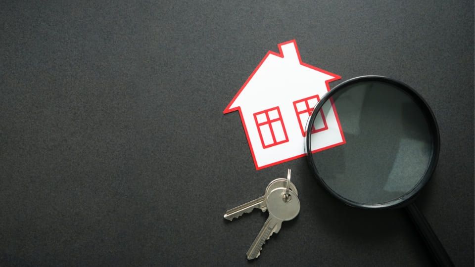 a graphic of home, key and a magnifier in the image